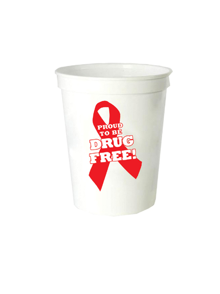 Proud to Be Drug Free! 16oz. White Stadium Cup