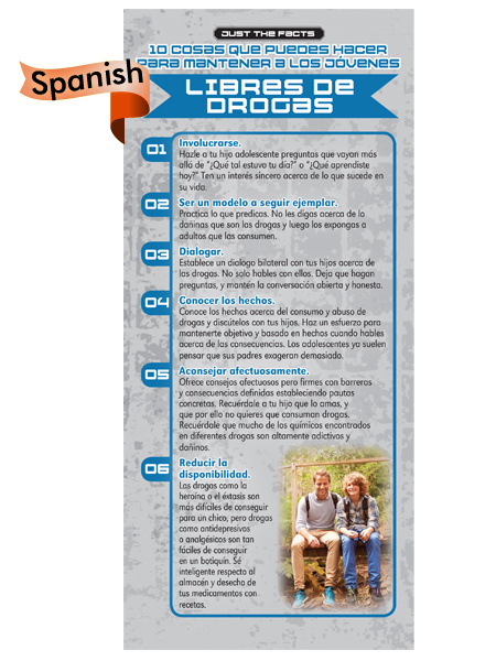 *SPANISH* Just the Facts Rack Card: 10 Things To Do To Keep Kids Drug Free