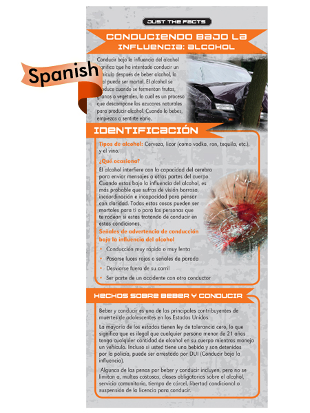 *SPANISH* Just the Facts Rack Card: Driving Under the Influence (Alcohol)