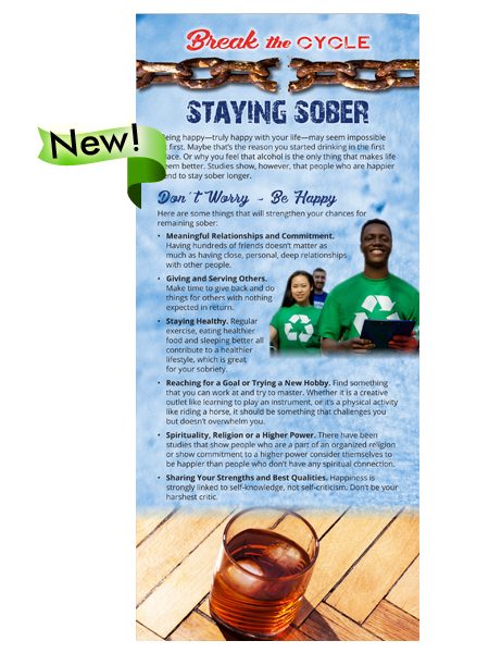 Break the Cycle Rack Card: Staying Sober